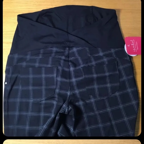 New Isabel maternity plaid  crossover panel pants size medium - Picture 4 of 9